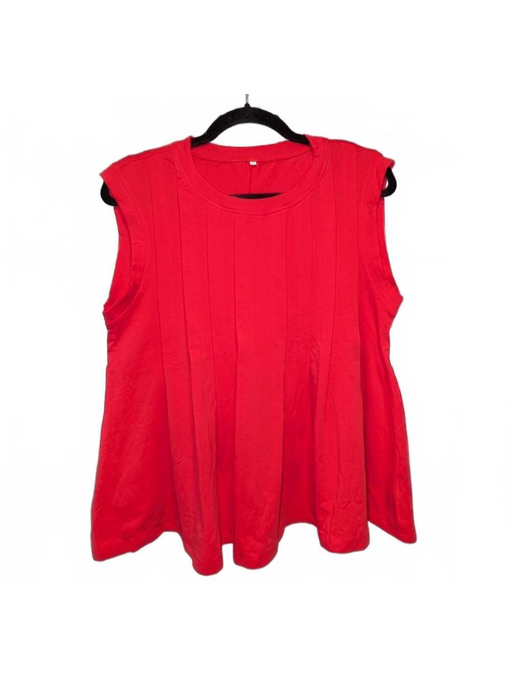 NWOT Bright Coral Sleeveless Pleated Top XS